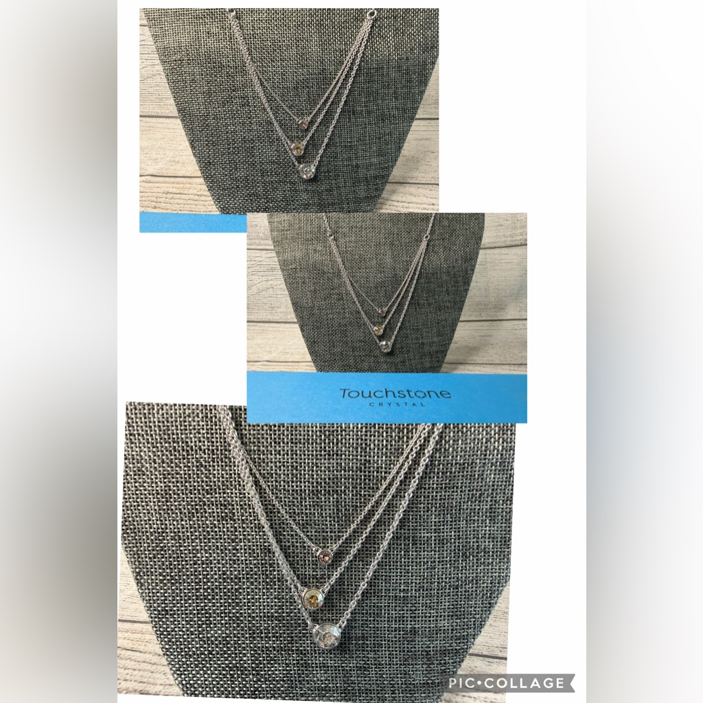 Touchstone Crystal Silver Necklace With Multi-Color Accents Swarovski Crystal